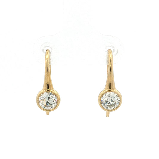 1.07 Diamond Drop Earrings 18k Yellow Gold