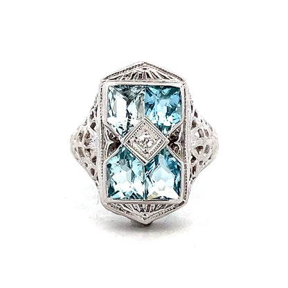 1.08 Antique Art Deco Shield Cut Aquamarine in 14k