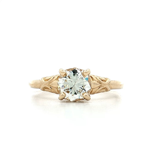 1.08 Round Diamond Engagement Ring 14k Yellow Gold