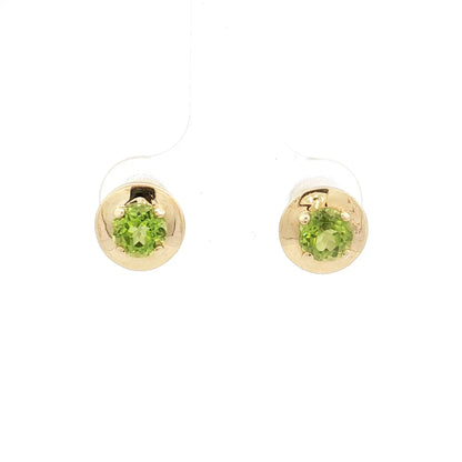 1.08 Round Peridot Stud Earrings in 14k Yellow Gold
