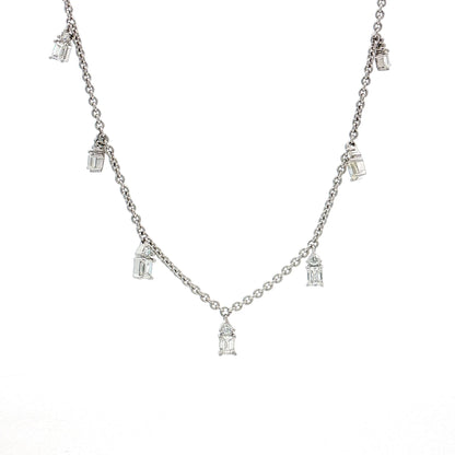 1.10 Diamond Station Dangle Necklace 18k White Gold