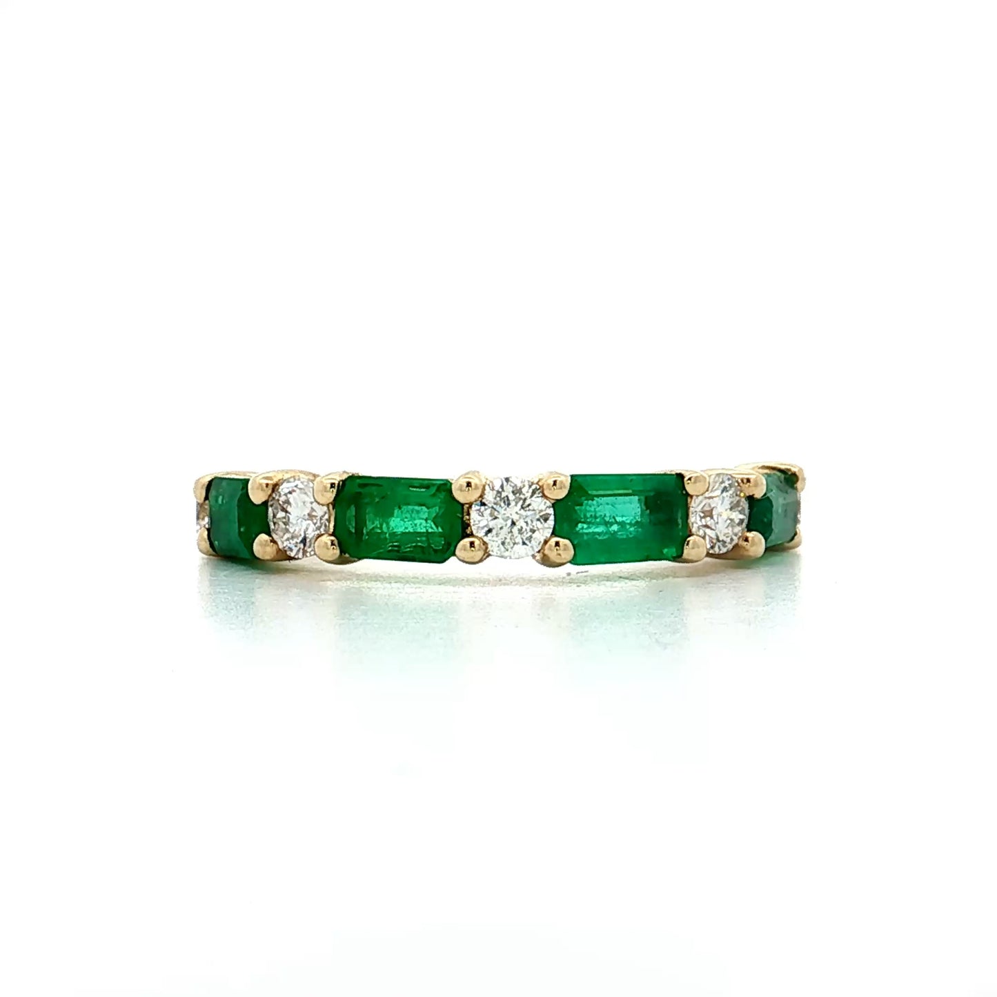 1.10 Emerald & Diamond Stacking Band 14k Yellow Gold
