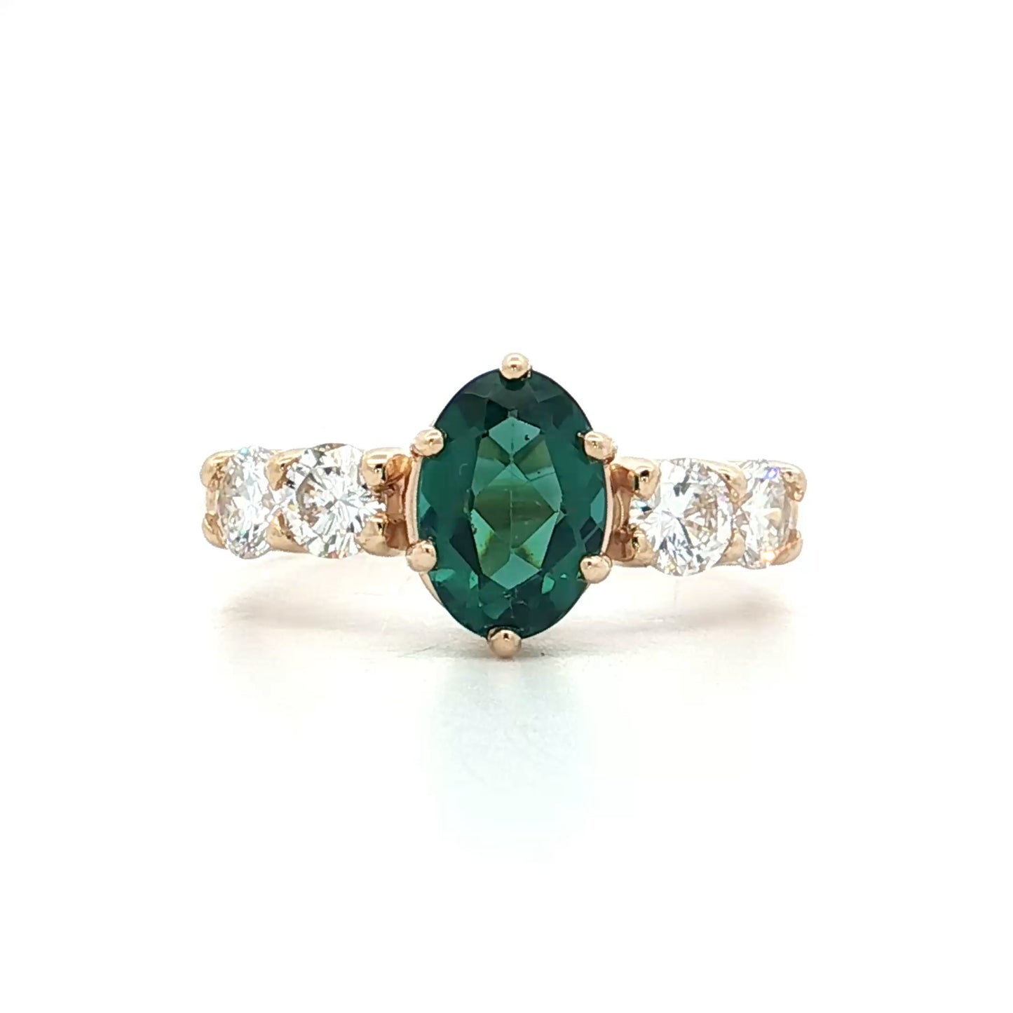 1.10 Green Tourmaline Engagement Ring in 14k