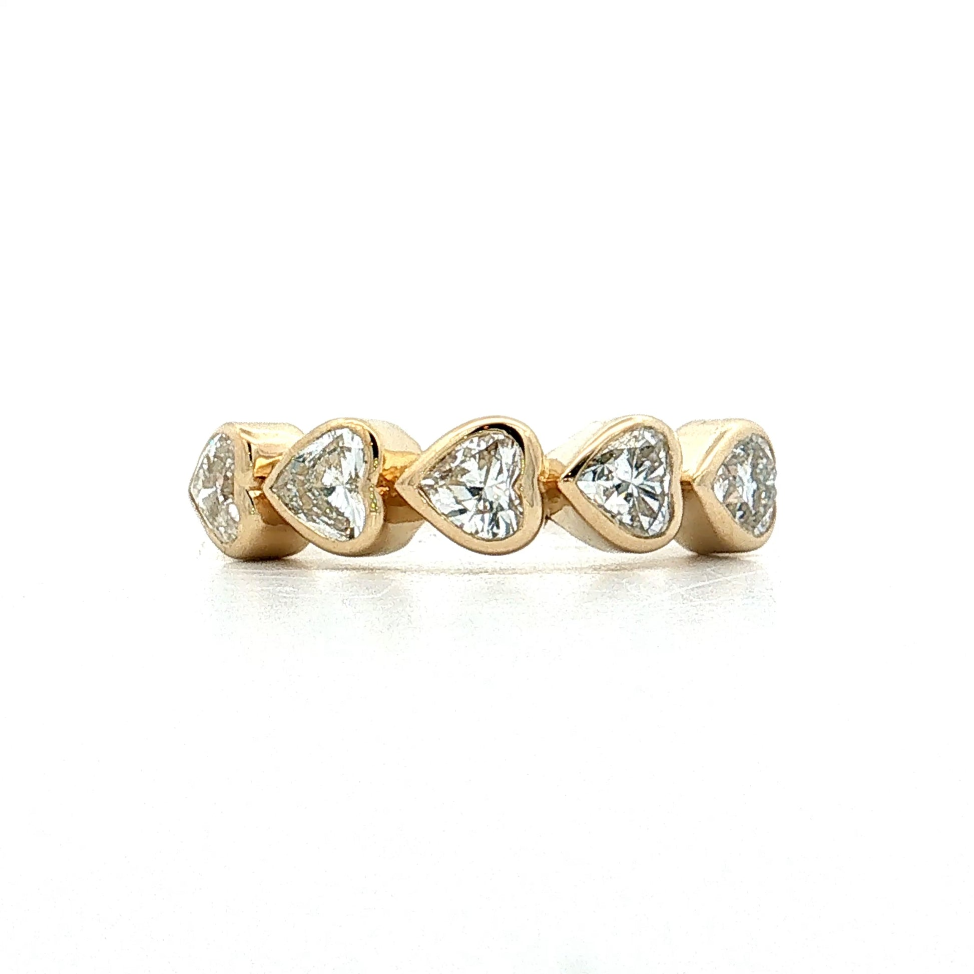 1.10 Heart Diamond Five Stone Band 14k Yellow Gold