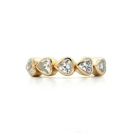 1.10 Heart Diamond Five Stone Band 14k Yellow Gold