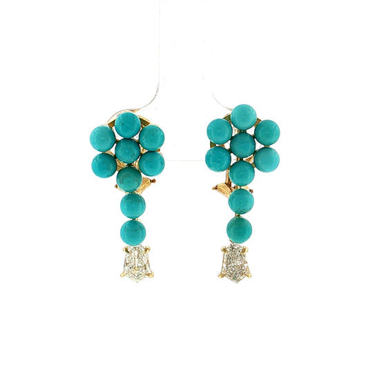 1.10 Shield & Step Cut Diamond Drop Earrings 18k