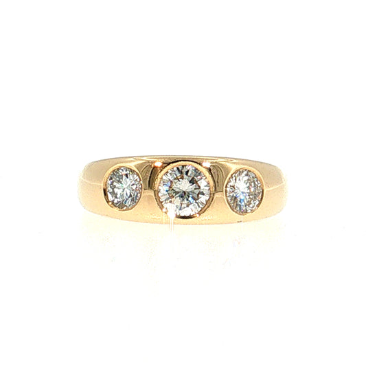 1.11 Three Stone Diamond Engagement 18k Yellow Gold