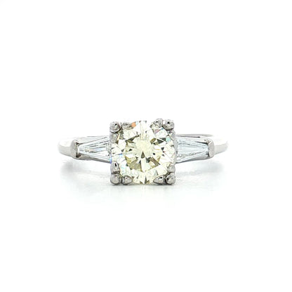 1.11 Vintage Round Diamond Engagement Ring in Platinum