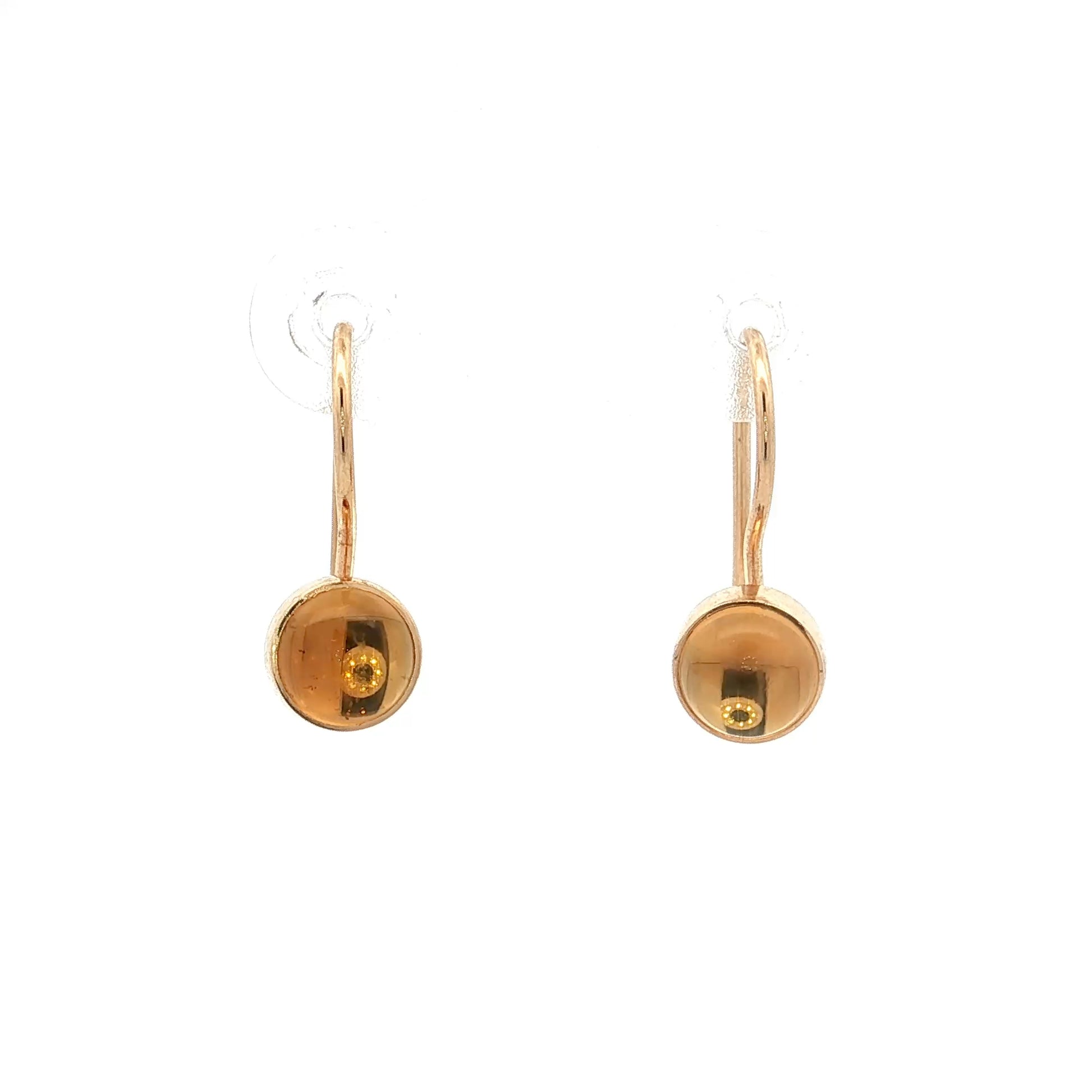 1.12 Cabochon Citrine Drop Earrings 14k Yellow Gold