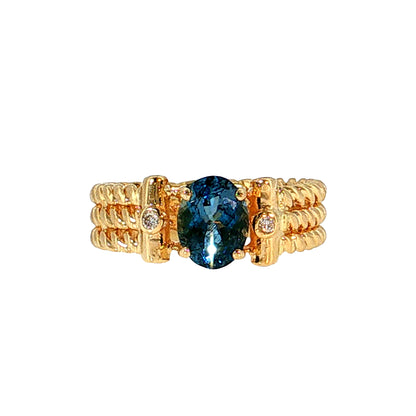 1.12 Oval Santa Maria Aquamarine Cocktail Ring 14k