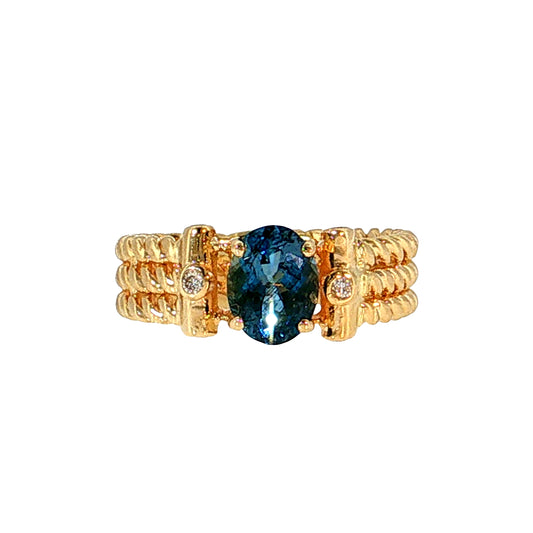 1.12 Oval Santa Maria Aquamarine Cocktail Ring 14k