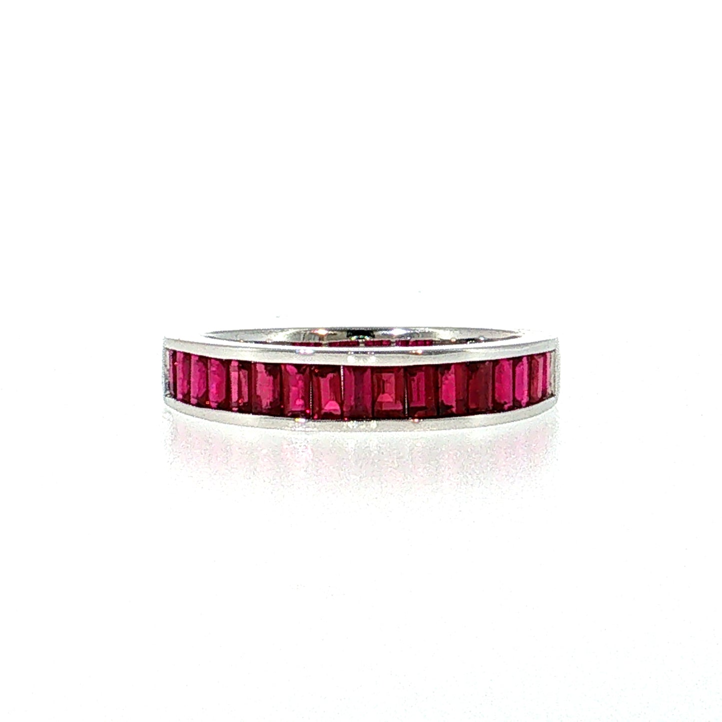 1.13 Ruby Baguette Cut Wedding Band 18k White Gold