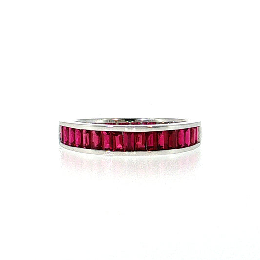 1.13 Ruby Baguette Cut Wedding Band 18k White Gold