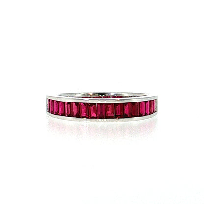 1.13 Ruby Baguette Half-Eternity Band 18k White Gold