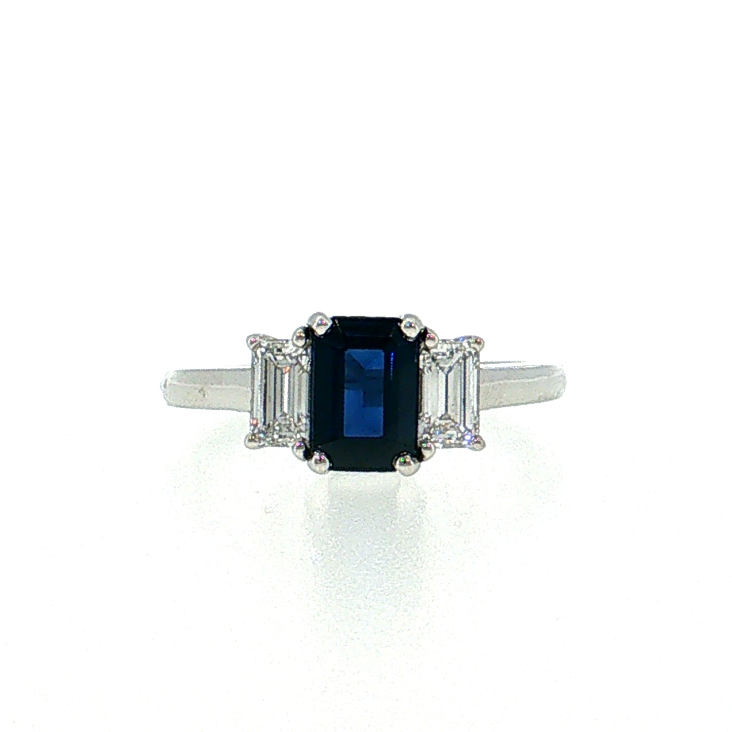 1.15 Blue Sapphire Three Stone Ring Platinum