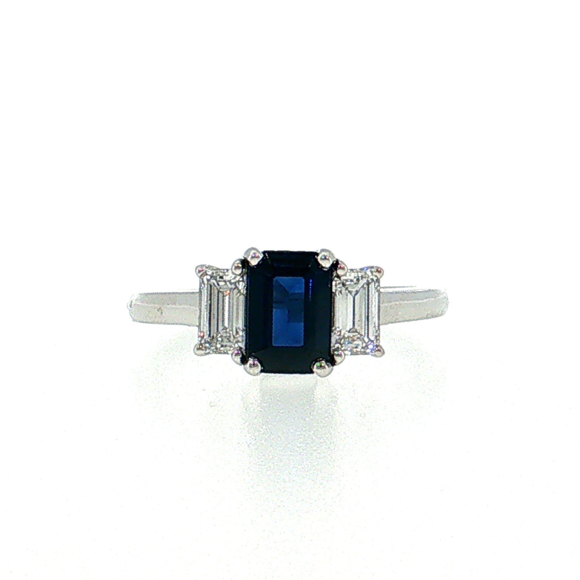 1.15 Blue Sapphire Three Stone Ring Platinum