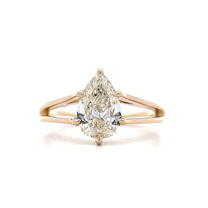 1.15 Pear Cut Diamond Engagement Ring in 14k Yellow Gold