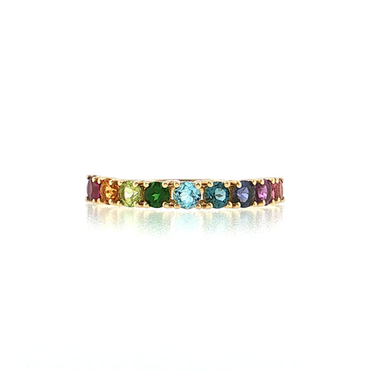 1.15 Rainbow Gemstone Stacking Ring 14k Yellow Gold