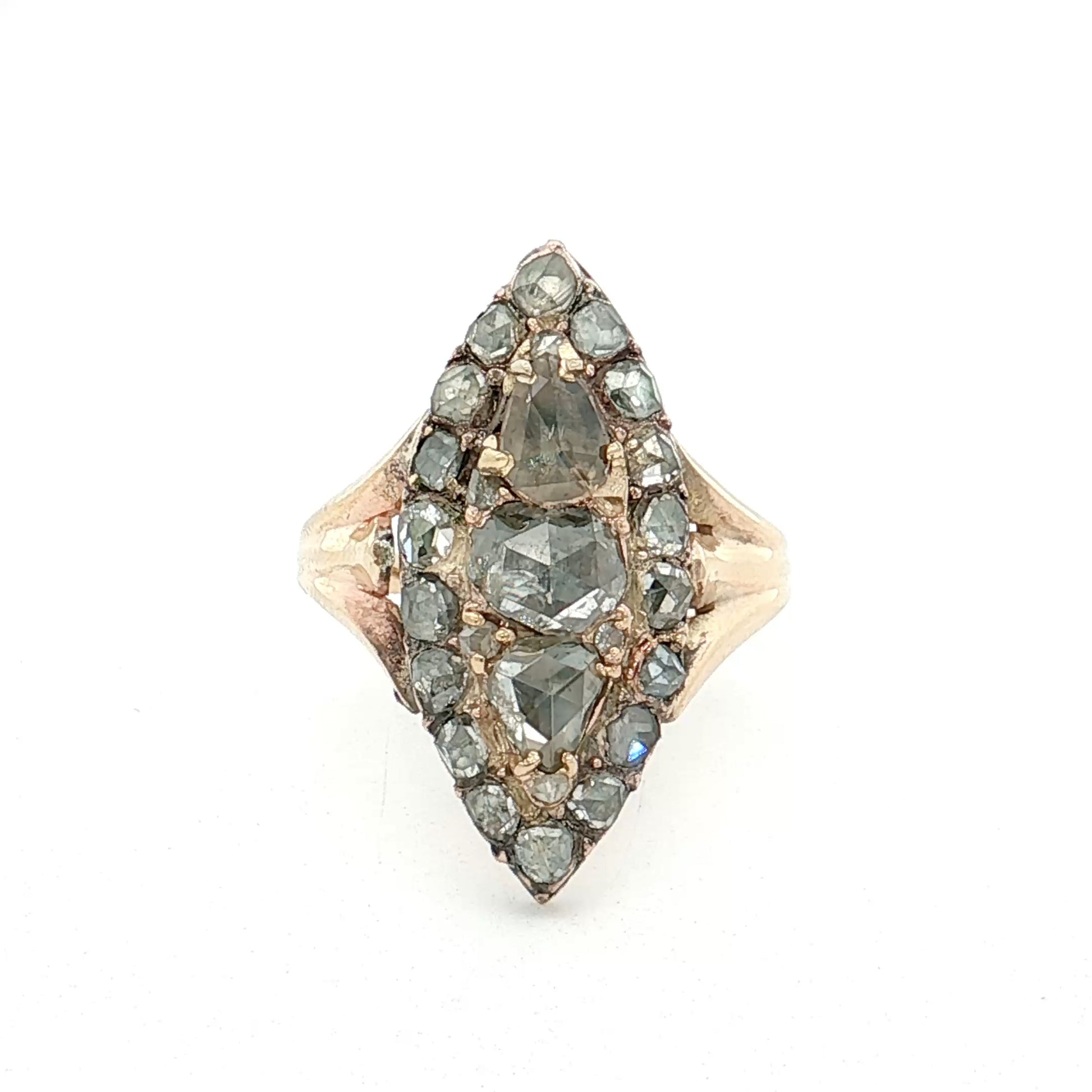 1.15 Victorian Grey Diamond Navette Ring 10k