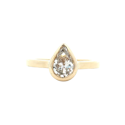1.17 GIA Pear Diamond Engagement Ring 18k Yellow Gold