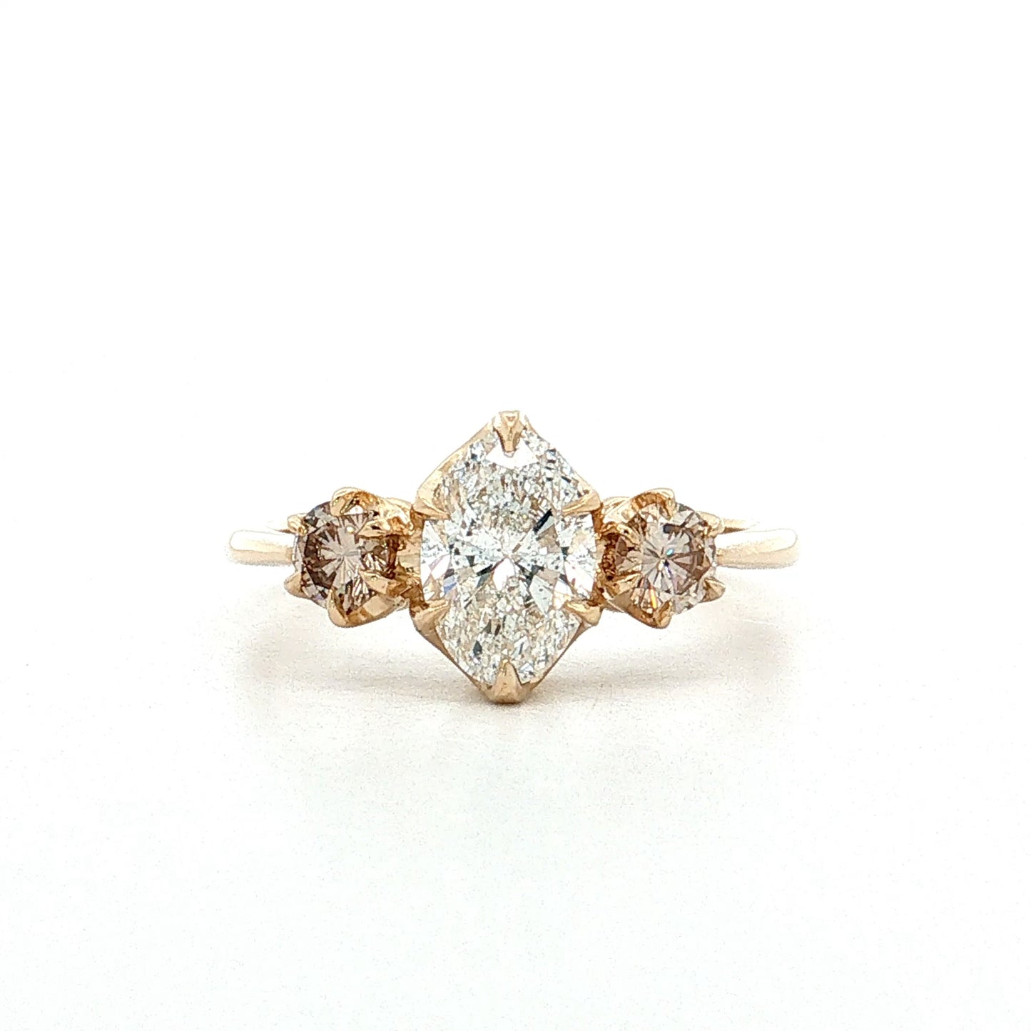 1.17 Oval Diamond Three Stone Engagement Ring 14k