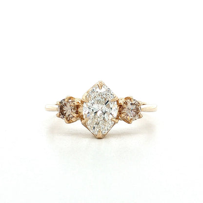 1.17 Oval Diamond Three Stone Engagement Ring 14k