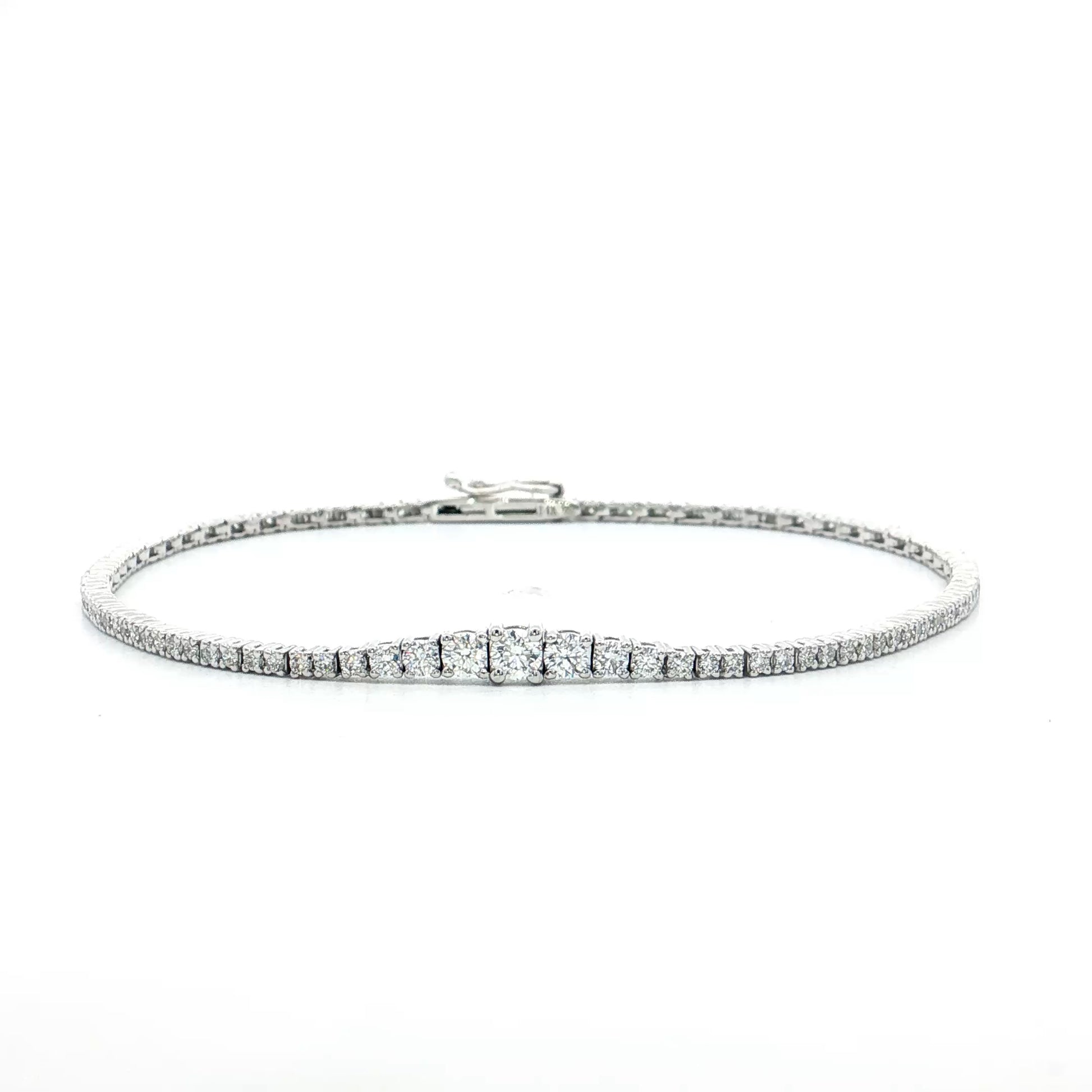 1.20 Graduated Diamond Bracelet 14k White Gold