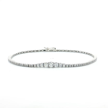1.20 Graduated Diamond Bracelet 14k White Gold