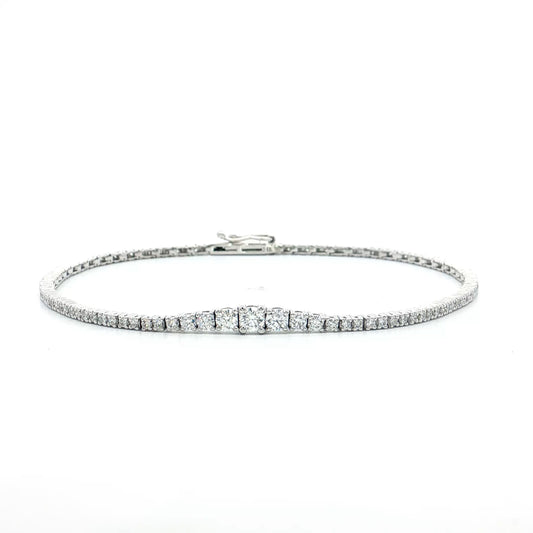 1.20 Graduated Diamond Bracelet 14k White Gold