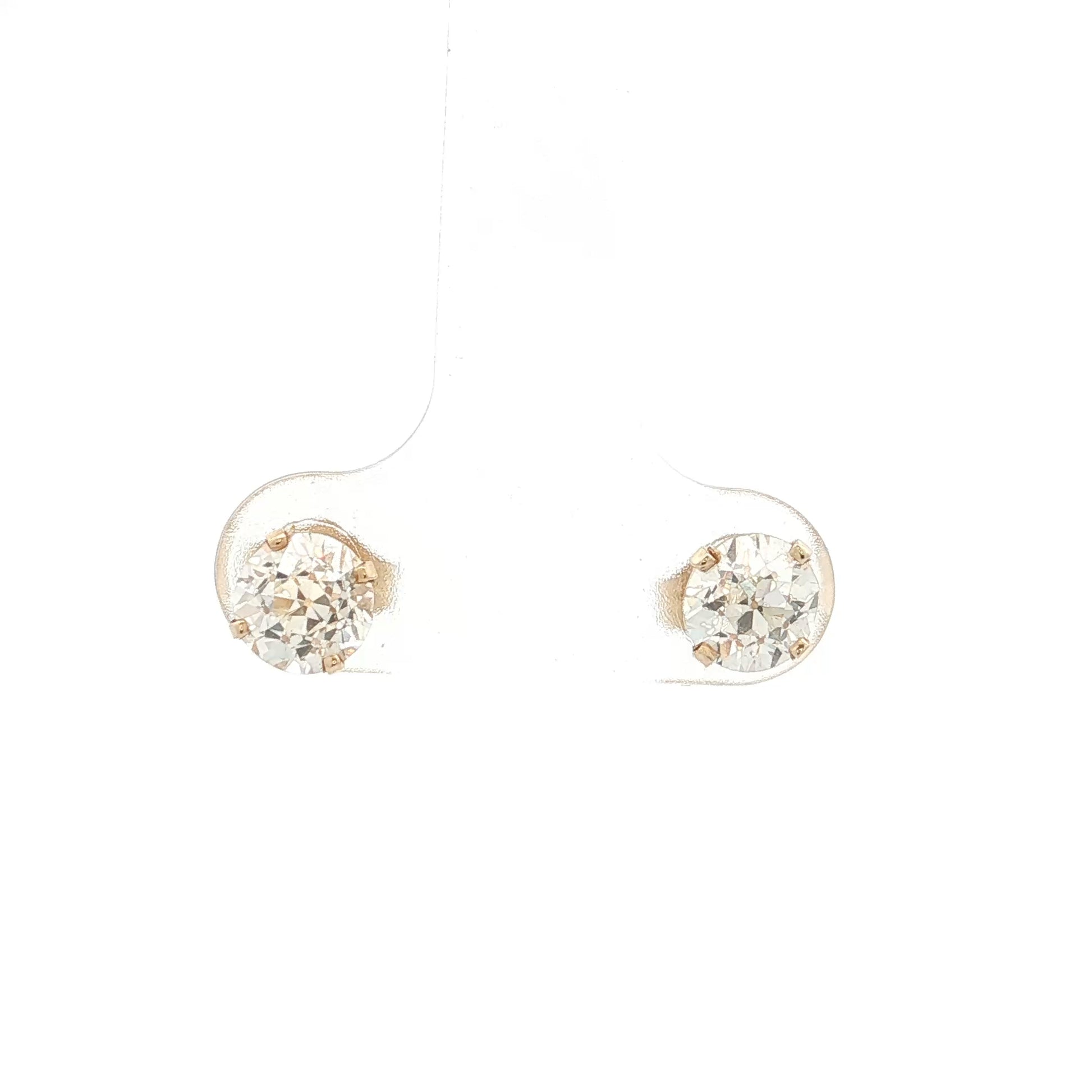 1.20 Old European Cut Diamond Stud Earrings 14k