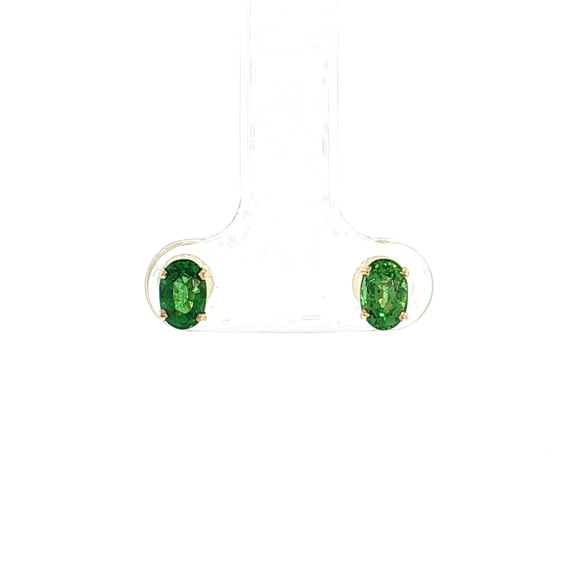 1.20 Tsavorite Garnet Oval Stud Earrings 14k Yellow Gold