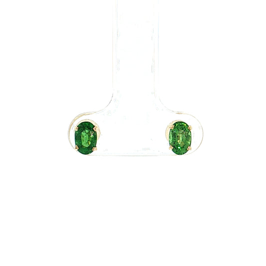 1.20 Tsavorite Garnet Oval Stud Earrings 14k Yellow Gold