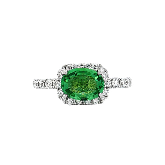 1.21 Oval Tourmaline Engagement Ring 18k White Gold