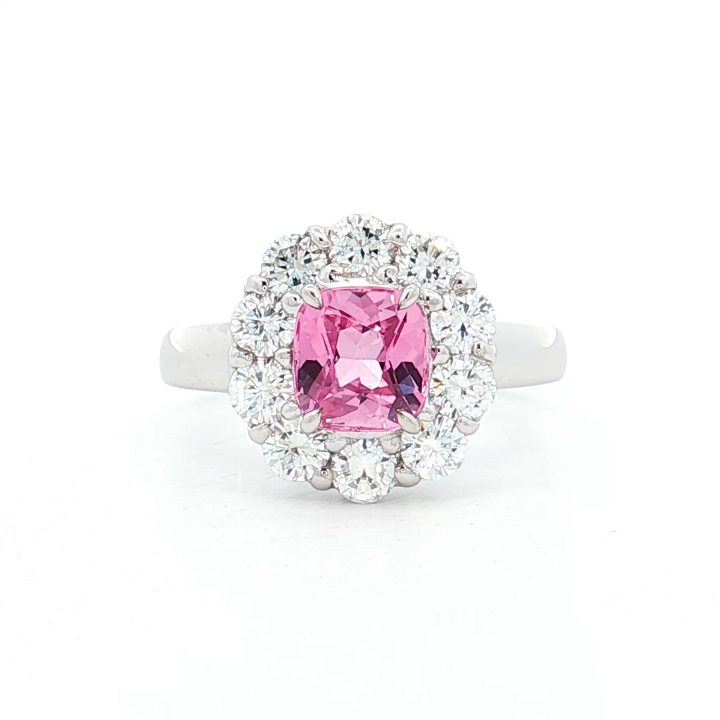 1.23 Cushion Pink Sapphire Engagement Ring Platinum