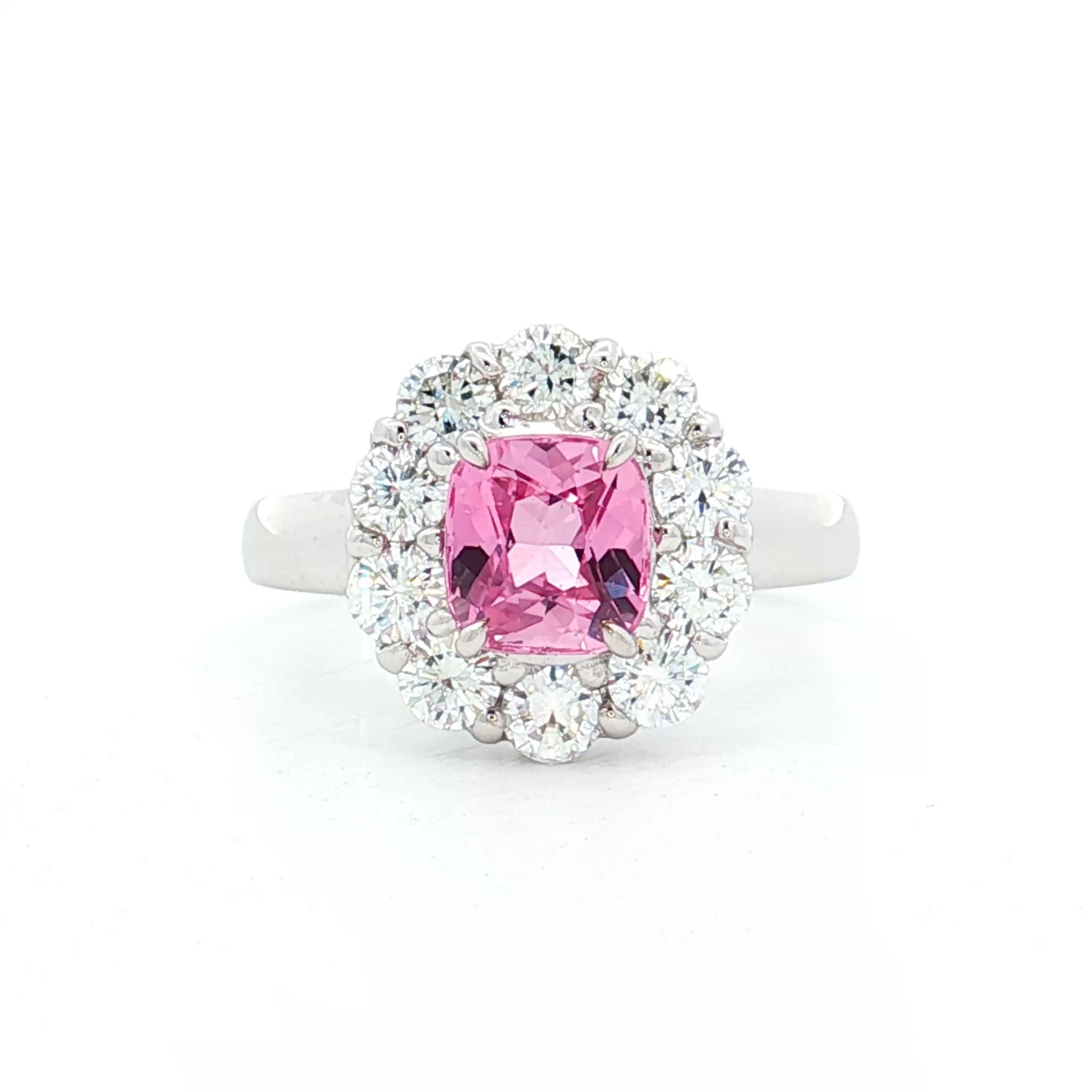 1.23 Cushion Pink Sapphire Engagement Ring Platinum