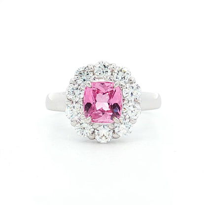 1.23 Cushion Pink Sapphire Engagement Ring Platinum