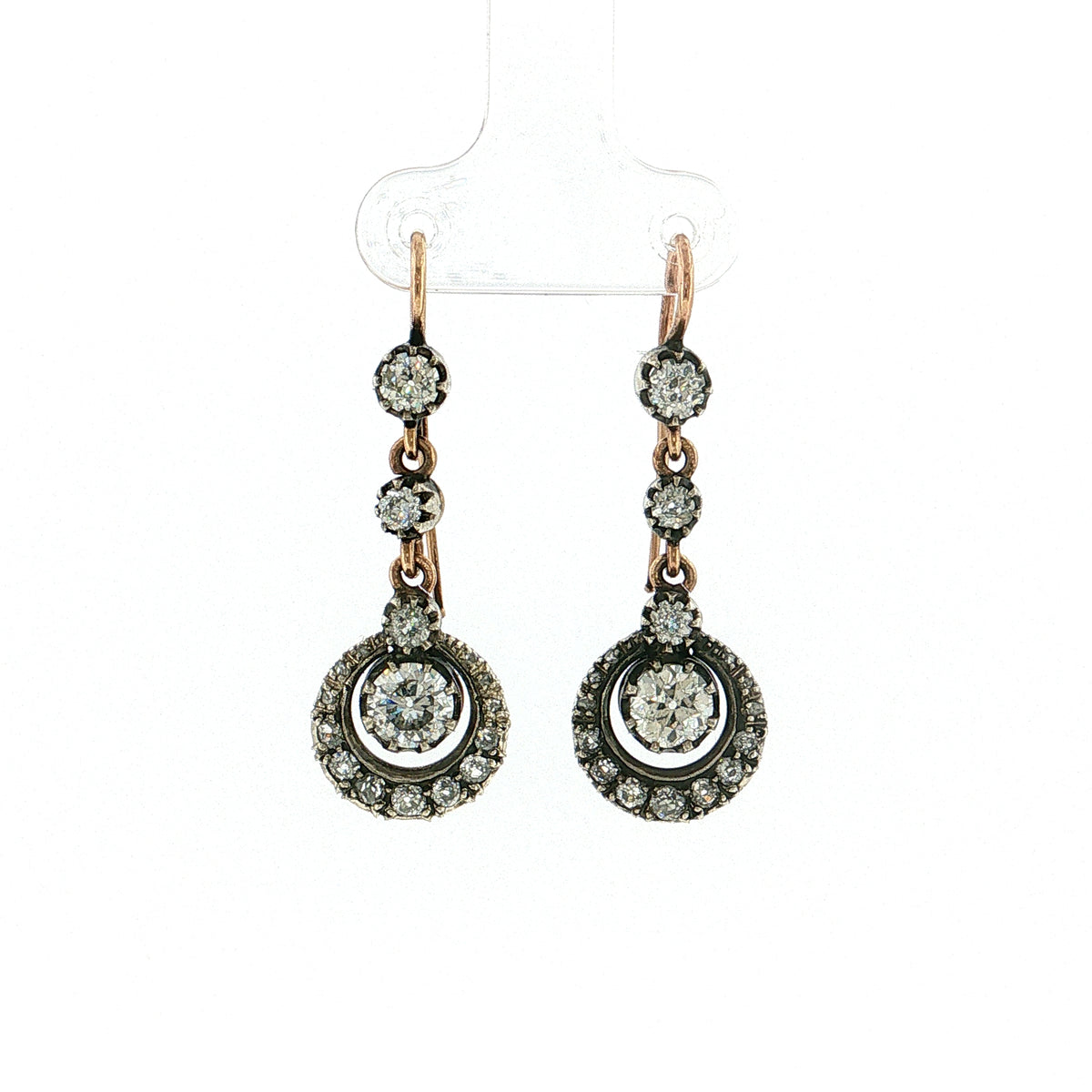 1.24 Antique Victorian Diamond Earrings 14k & Sterling Silver