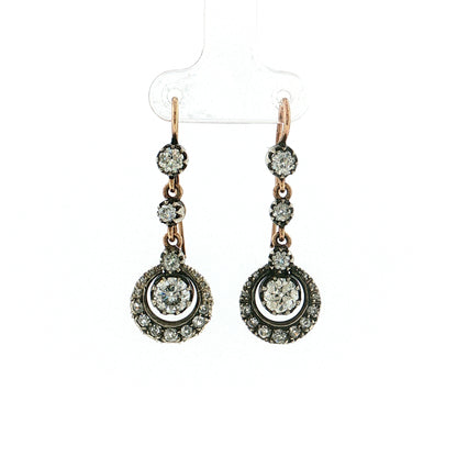 1.24 Antique Victorian Diamond Earrings 14k & Sterling Silver