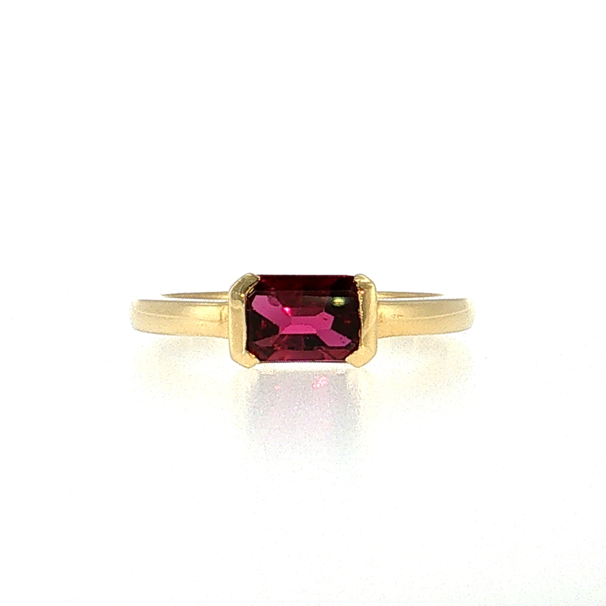 1.24 Emerald Cut Ruby Solitaire Ring 18k