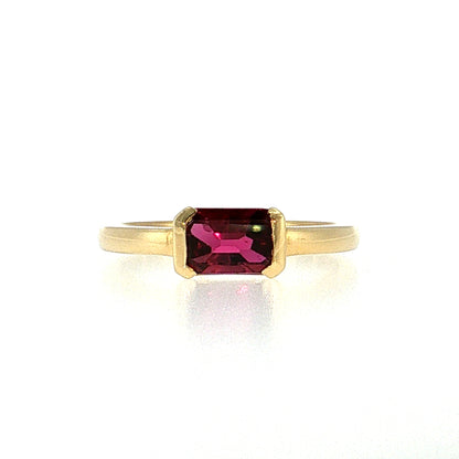 1.24 Emerald Cut Ruby Solitaire Ring 18k