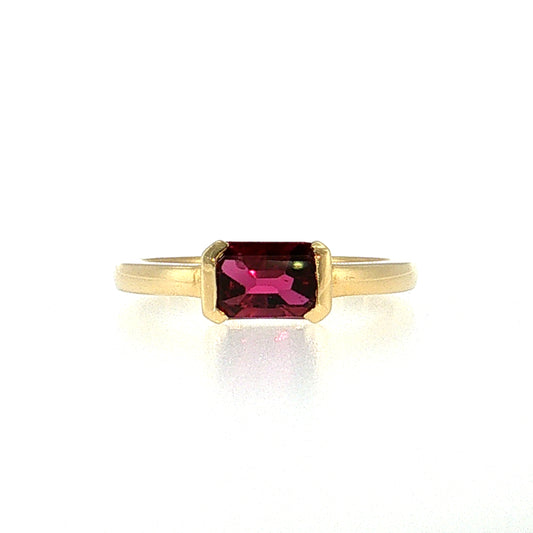 1.24 Emerald Cut Ruby Solitaire Ring 18k