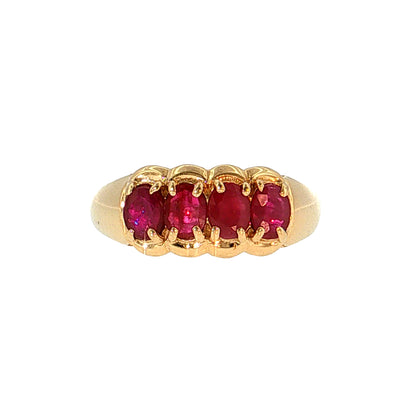 1.24 Oval Ruby Cocktail Ring 14k Yellow Gold