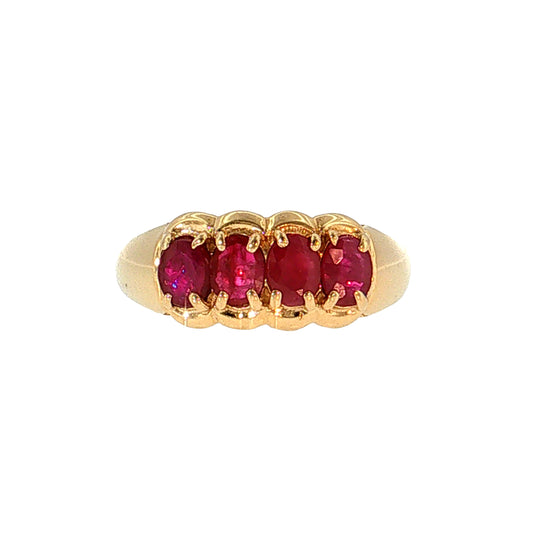1.24 Oval Ruby Cocktail Ring 14k Yellow Gold