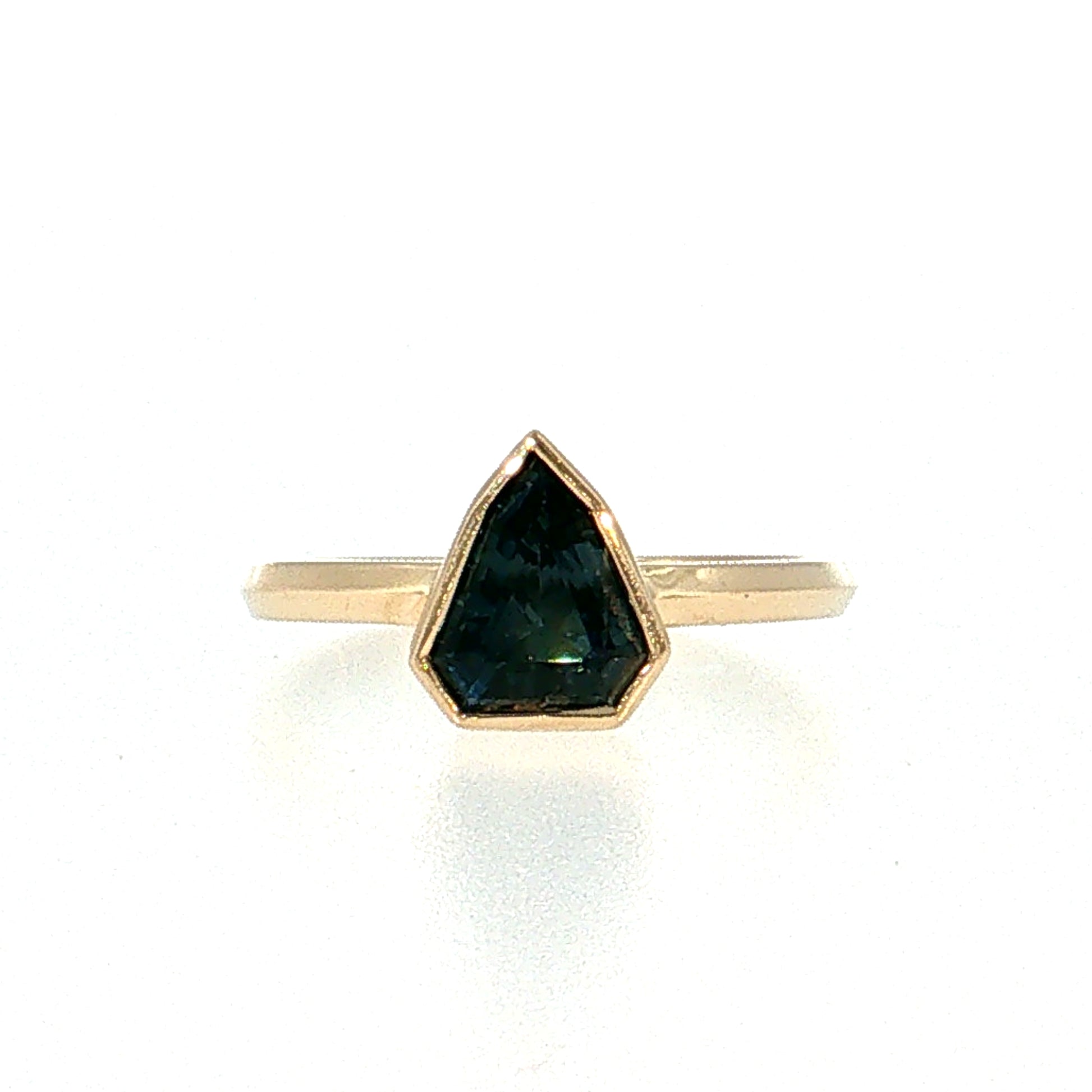 1.24 Shield Sapphire Solitaire Engagement Ring 14k