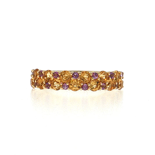 1.25 Citrine & Amethyst Stacking Ring 14k Yellow Gold