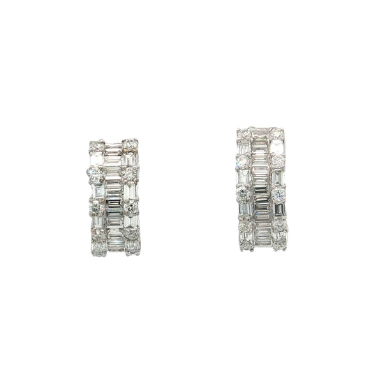 1.25 Diamond Baguette Huggie Hoop Earrings 18k