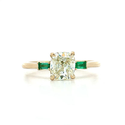1.25 Old Mine Cushion Diamond Engagement Ring 14k