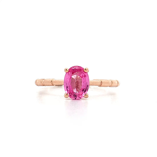 1.25 Oval Pink Sapphire Solitaire Ring 18k Rose Gold