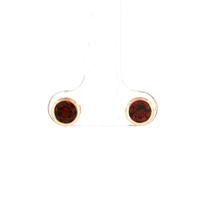 1.25 Round Cut Garnet Stud Earrings 14k