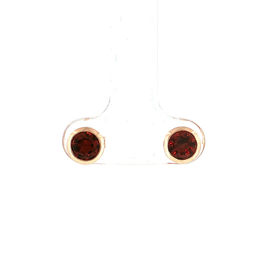 1.25 Round Cut Garnet Stud Earrings 14k